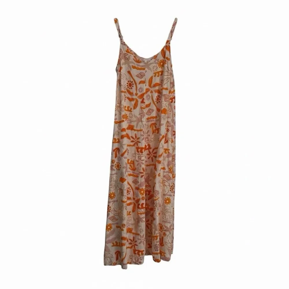 Label Of Love Dress Medium Orange Sweetheart Neck Strap Midi Sundress Resortwear - Picture 1 of 8